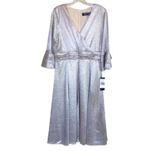 Glamour by Gabrielle Lined Cocktail Dress Silver 10 NWT